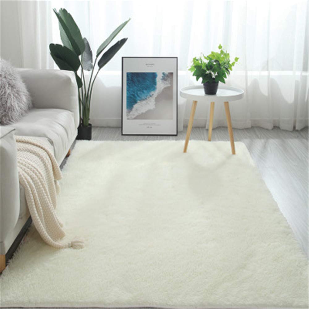 Faux Lammfell Schaffell Teppich Lammfell Schaffell Teppich Longhair Fell Nachahmung Wolle Bettvorleger Sofa Matte (Weiß,100 * 160 cm)