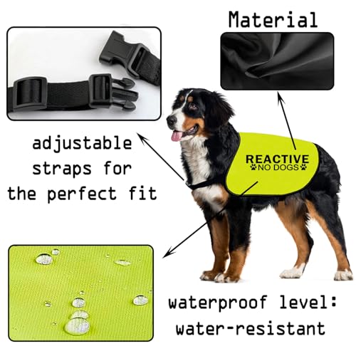 CENWA Reactive Dog Jacket Vest Do Not Pet Reactive No Dogs Service Dog Slogan Warning Vest (NO DOGS Reactive M EU) - Image 2