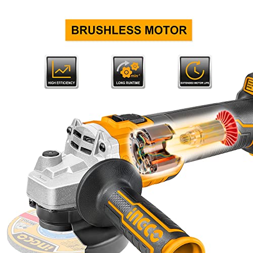 Image of INGCO 20V Cordless Angle Grinder Machine, Cutter machine with Battery and a Fast Charger, Variable Speed Angle Grinder,M10,3000 /8500rpm