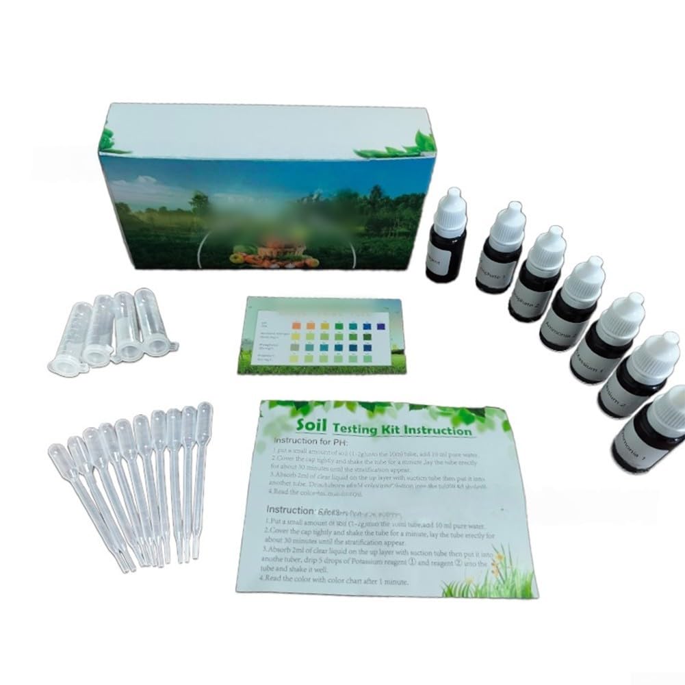 4 in 1 Bodentest-Set, pH-Ammoniak-Stickstoff, Phosphor, Kalium, Bodentropftester für Gartengesundheit