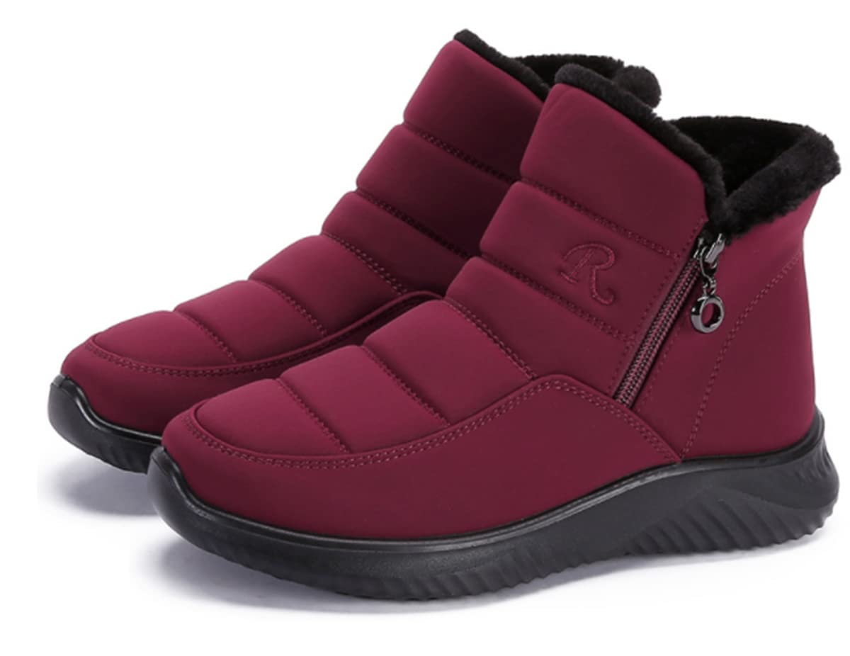 HAVINA Womens Warm Snow Boots Outdoor Fur Lining Winter Shoes Anti-Slip Lightweight Ankle Bootie