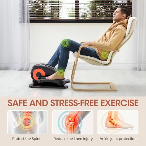 Image of Under Desk Elliptical Machine, 2-in-1 Electric Leg Exerciser for Seniors, Quiet & Compact Pedal Exerciser with Remote, 12 Speed Elliptical Exercise Machine for Home Office