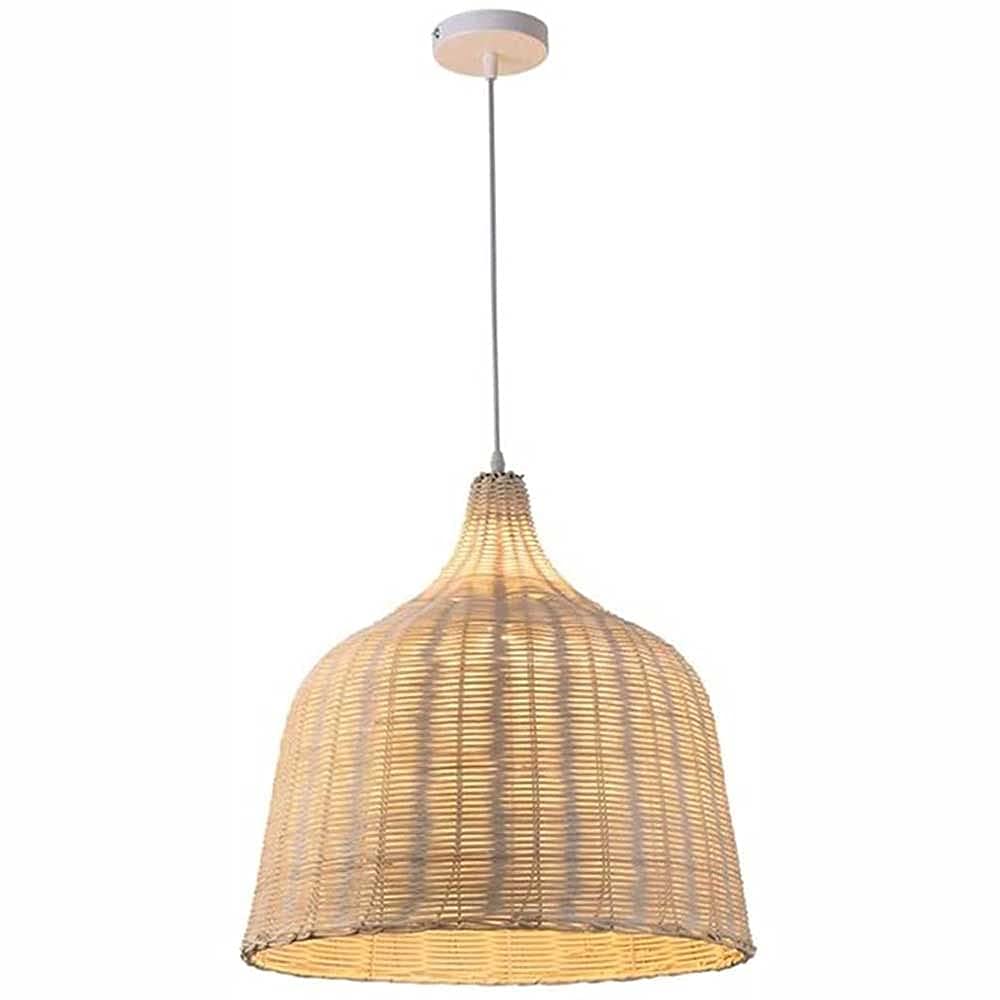 Suspension en rotin vintage, lustre de plafond rétro et lampe suspendue bohème 1 lumière