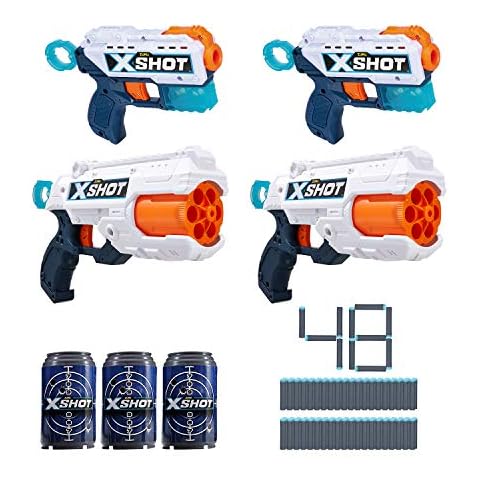 XShot Excel Double Kickback Double Reflex 6 Foam Dart Blaster Combo Value Pack (48 Darts, 3 Cans) by ZURU, 36354 Cover