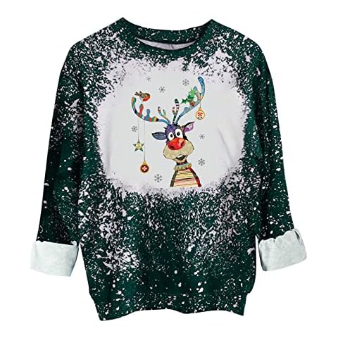 Christmas Jumper Funny Knitted Snowflake Pullover Santa Sweatshirt Yafilthy Animal Funny Hoodie for Men Christmas Party Family Set for Men and Women Warm Jumper Knitted Jumper Autumn W, Green, XL Cover