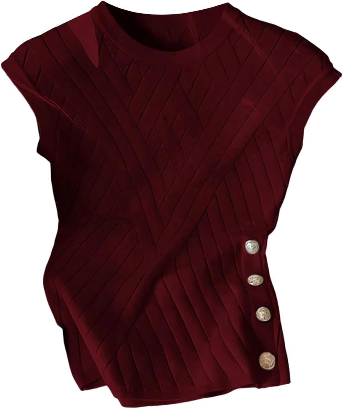Verdusa Women's Old Money Pointelle Sweater Vest Sleeveless Knit Tops Elegant Button Down Shirts