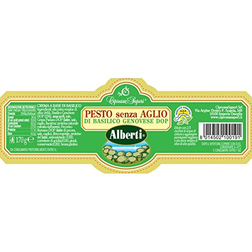 Alberti Pesto Senz'Aglio di Basilico Genovese DOP