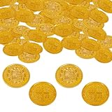 CXNXFD 100 Stück Goldmünzen Piraten,Goldtaler Piratenmünze Piraten-Schatzmünzen Kinder Spielmünzen für Kindergeburtstag Gastgeschenke Piraten Abenteuer Schatzsuche Veranstaltung