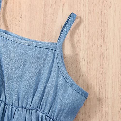 Qlipin Toddler Girl Dresses Baby Girl Slip Dress Boho Beach Wear Skirt Princess Suspender Party Pageant Dress Blue #TOP3