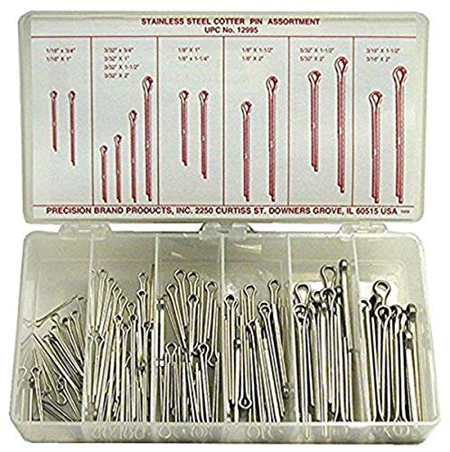 Stainless Steel Cotter Pin Assortment (124 Pieces), Inch, With Case