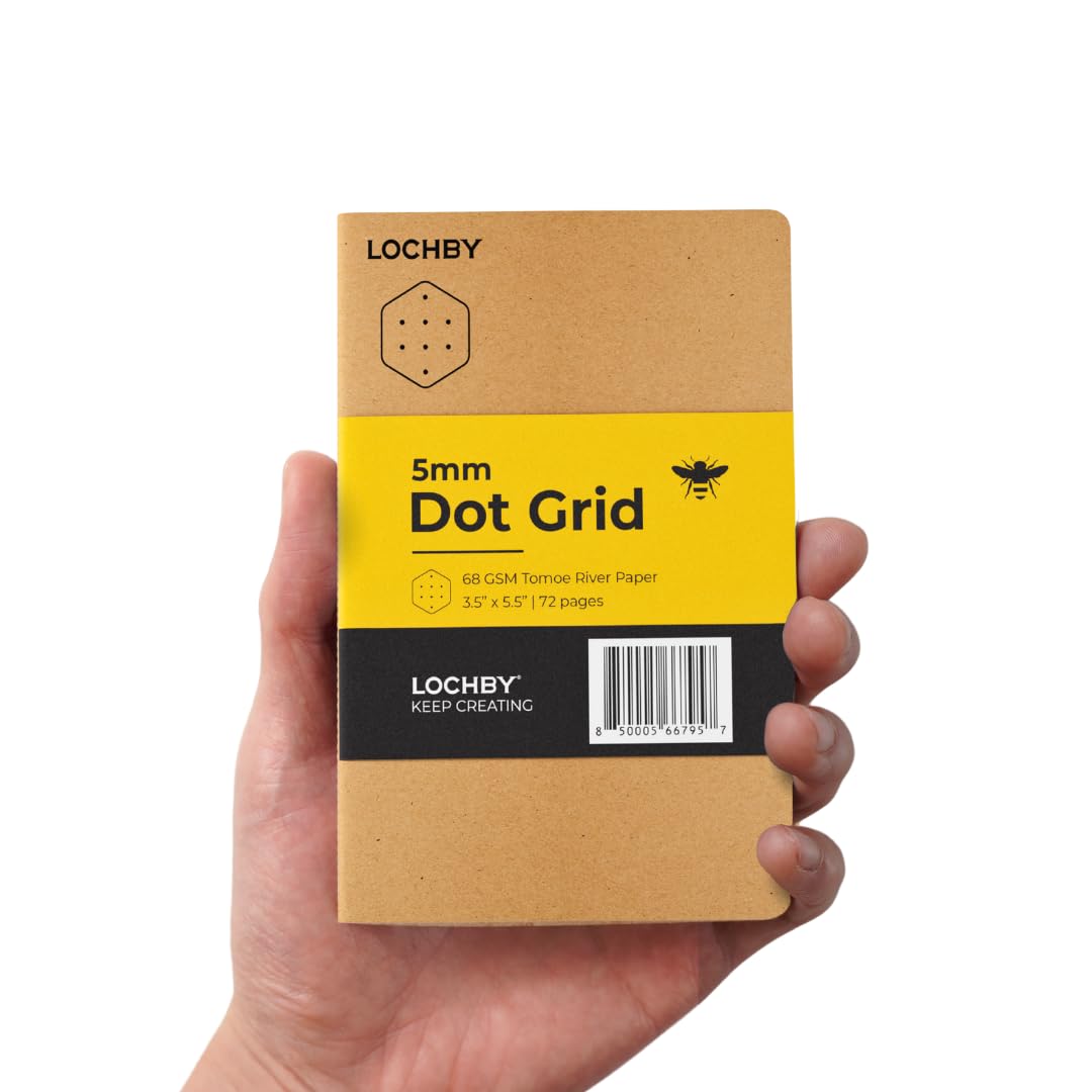 LOCHBY® Pocket Notebook | Fountain Pen-Friendly 68gsm Tomoe River Paper | Versatile Notebook with Brown Cover for Travelers, Work, School, and Journaling (3.5" x 5.5")