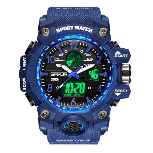 KXAITO メンズウォッチ スポーツ アウトドア 防水 ミリタリー 腕時計 日付 多機能 タクティカル LED アラーム ストップウォッチ L z08_ゴールド