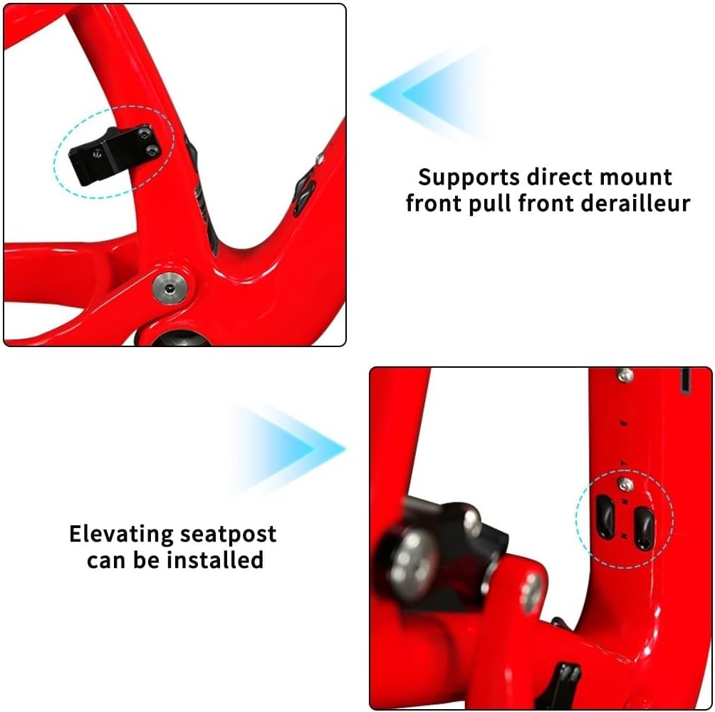 Full Suspension Enduro/Downhill Mountain Bike Frame 27.5/29er 15"/17"/19"/21" Carbon Fibre Frame XC/DH Soft Tail Frame 12 * 148mm Boost Thru Axle Disc Brake(Chameleon Black,29 * 21")