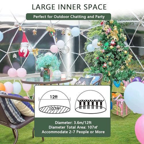 Garden Dome Igloo Bubble Tent, 3.6M Weerbestendige Kas Tuin Bubble Tent, Transparante Tuin Dome Huis Voor Achtertuin, Feest - Afbeelding 3