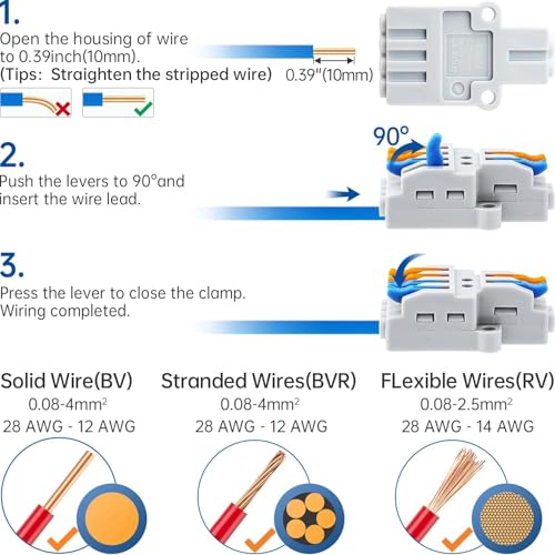 Image of ZIVIK 2 In 4 Out Wire Connector Jointer, 20 Pcs Push In Electrical Connectors, Lever Connectors Nuts, Assorted Conductors, Compact Lever Cable Connectors,Plug-in Connector 2-in 4-out (20, 2 In 4 Out)