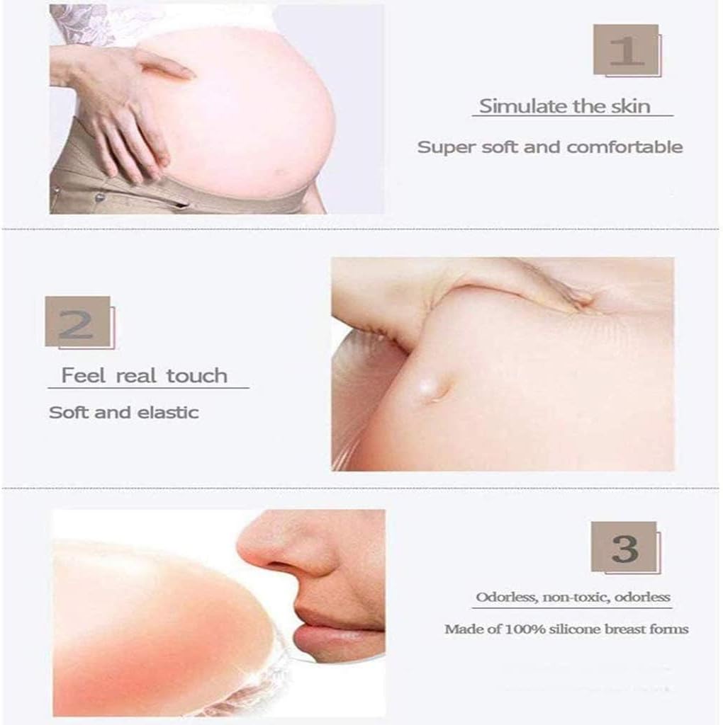 Actor Prop, False Pregnant, Real Feel Fake Pregnant Belly, Adult Belly Soft Silicone Fake Pregnancy Bump for Costumes Cosplay Cross Dressing, 4-5 months-1500g,Brown