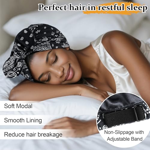 Image of Ababalaya Satin Lined Beanies for Women Chemo Headwear Silky Lined Cotton Sleeping Cap