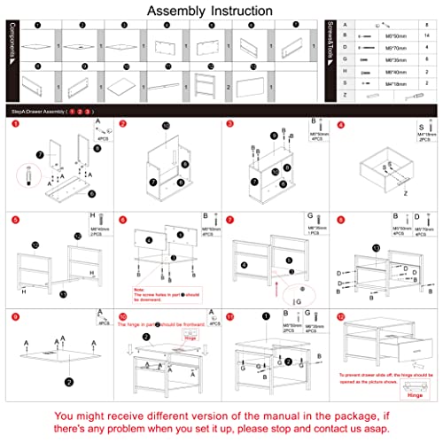 Vecelo Nightstand Set Of 2 With Drawer Modern Square End Side Table For Storage Open Shelf In Bedroom, Living Room, Small Space, Stable Metal Frame, Oak, 2 Pack #TOP5