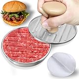 DSTHISAR Burger Press, 5”Stainless Steel Hamburger Press Patty Maker, Non-Stick Hamburger Press for Making Patties, for Grilling and Cooking, Comes with 100 Pieces of Wax Paper