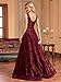 Sleeveless Glitter Sequined Womens Long Formal Gown Aline Prom Dress for Anchorwoman Floor Length Evening Dress Burgundy XL