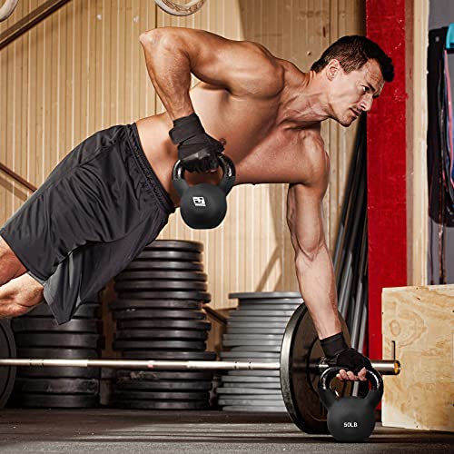 Ritfit Neoprene Coated Solid Cast Iron Kettlebell - Great For Full Body Workout, Cross-Training, Weight Loss & Strength Training (5/10/15/20/25/30/35/40/45/50 Lb) (15Lb(Sky Blue)) #TOP7