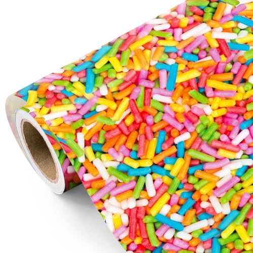 WRAPAHOLIC Sprinkles Funny Wrapping Paper Roll - Mini Roll - 17 Inch x 16.5 Feet - Colorful Ice Cream Sprinkles Wrapping Paper for Kids Boys Girls Birthday Baby Shower Mothers Day Fathers Day
