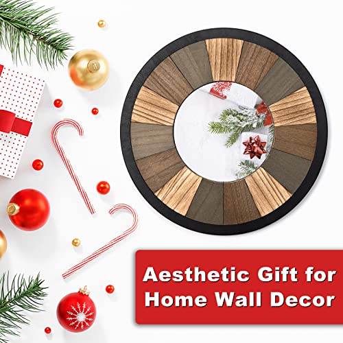 Emfogo Wall Mirror Boho Wall Decor 12 Inch Rustic Wood Round Boho Mirror Farmhouse Wall Decor Room Decor Home Decor Hanging For Bedroom Living Room Entryway (Trichromatic Mirror) #TOP2