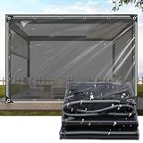 Schwarze Transparente Wasserdichte Plane,1m 2m 3m 5m 6m 7m Pvc-Seitenplanen,LxW-5x2m/16.4x6.6ft