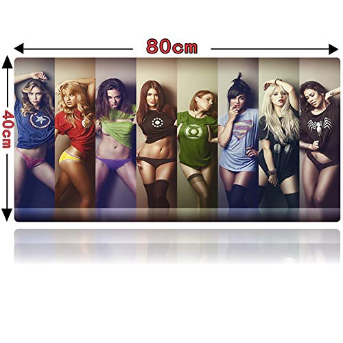 JiaQi Übergroßen Kunst Mauspad,sexy Schönheit Bikini Tischmatte,dauerhaft Weiches Nicht-Slip Spill-resistent Mousepad Mit Stitched Border-a 80x40cm(31x16inch)