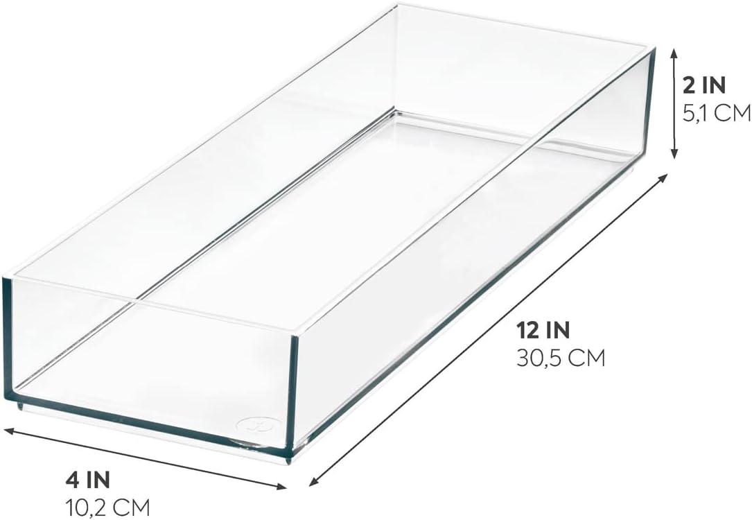 iDesign Plastic Makeup Drawer Organizer Tray - Vanity Organizer or Desk Drawer Organizer - Clear/Matte White