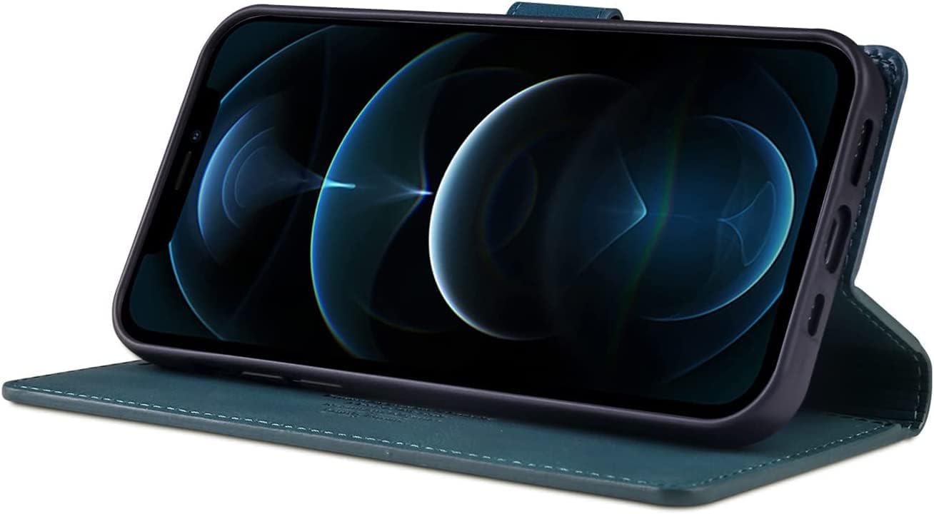 Wallet Case for iPhone 13 Pro Max, Premium PU Leather Flip Case with Cash Holder Kickstand Magnetic Shockproof TPU Interior Phone Cover for iPhone 13 Pro Max (Color : Green)