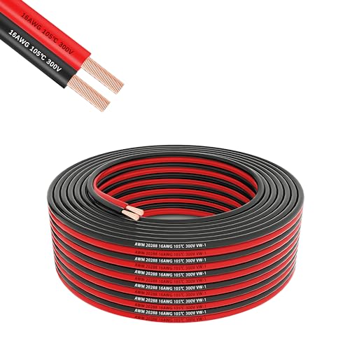 16 Gauge 2 Conductor Flexible Parallel Electrical Wire 10ft Red