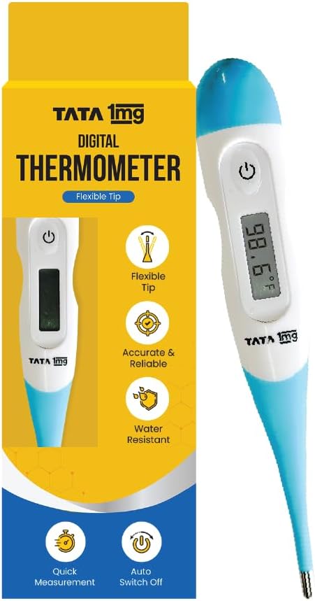 Tata 1mg Flexible Tip Digital Thermometer with One Touch Operation for Children and Adult, Plastic