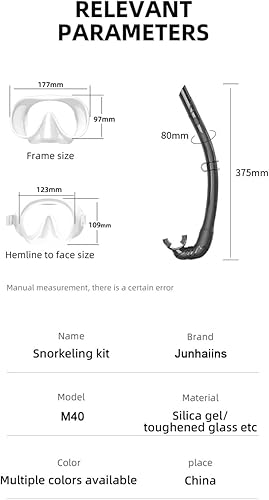 Miniatura 4 de Máscara profesional de buceo sin marco y esnórquel para adultos, antivaho, protección UV, vidrio templado, buceo, apnea, pesca submarina, conjunto