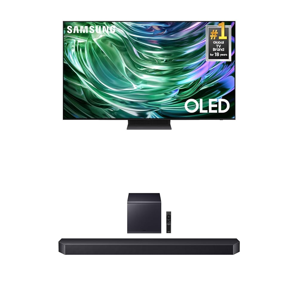Samsung 55-Inch Class OLED 4K S90D Series HDR+ Smart TV w/Dolby Atmos, Object Tracking Sound Lite (QN55S90D, 2024 Model) + Samsung Q-Series Soundbar HW-Q900F 7.1.2 ch Subwoofer (2025 Model)
