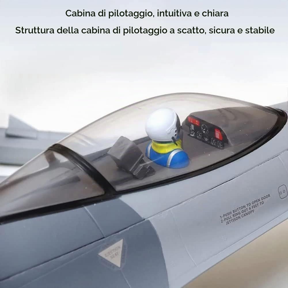GuyAna Aereo telecomandato di Grandi Dimensioni 49 Pollici, Caccia per Aereo RC a 6 canali da 2,4 GHz con Motore brushless, Carrello di atterraggio Retrattile, RTF Facile e Pronto a volar
