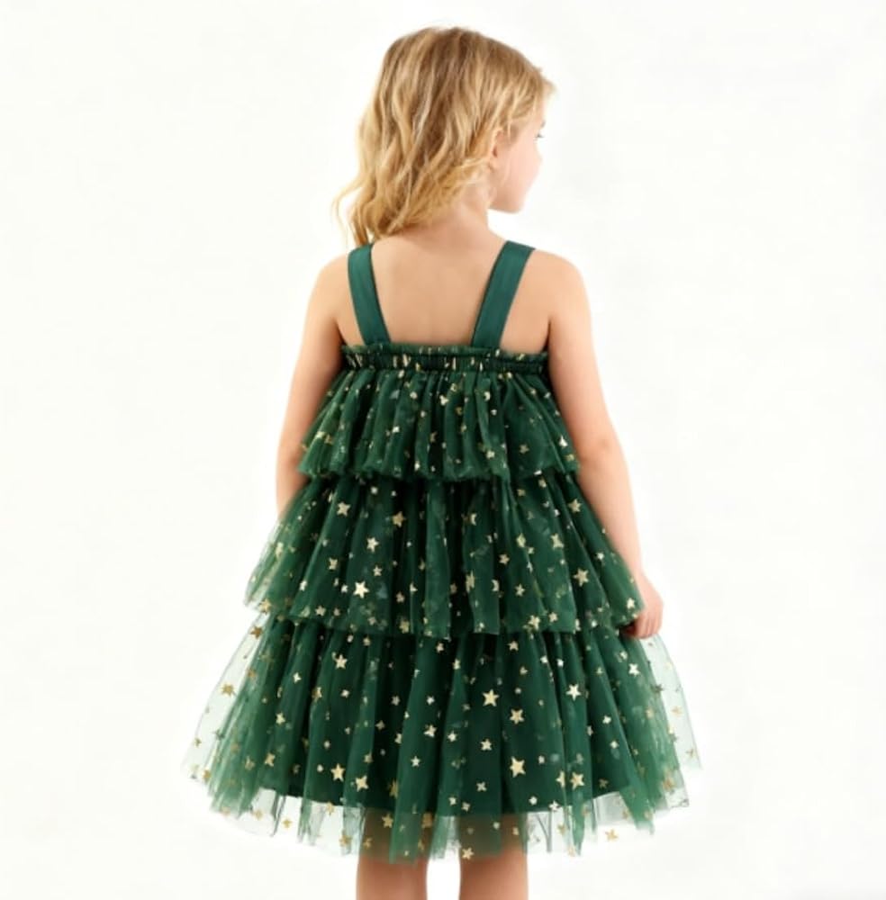 Vestito Natale Per Bambina - Senza Maniche, Gonna A Tutù Multistrato Con Stelle, Per 1-6 Anni