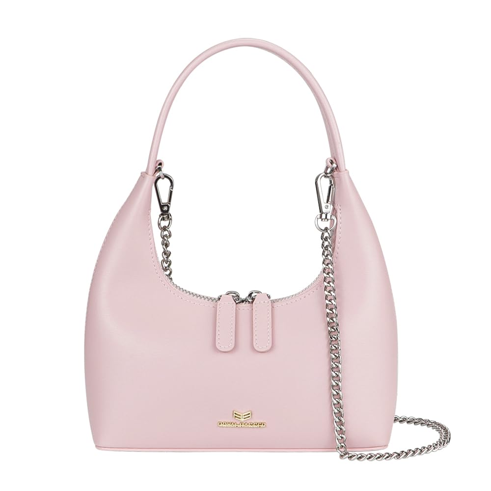 Royal Bagger Genuine Leather Small Handbags for Women Fashion Casual Chain Shoulder Crossbody Bag 2600 (Pink)