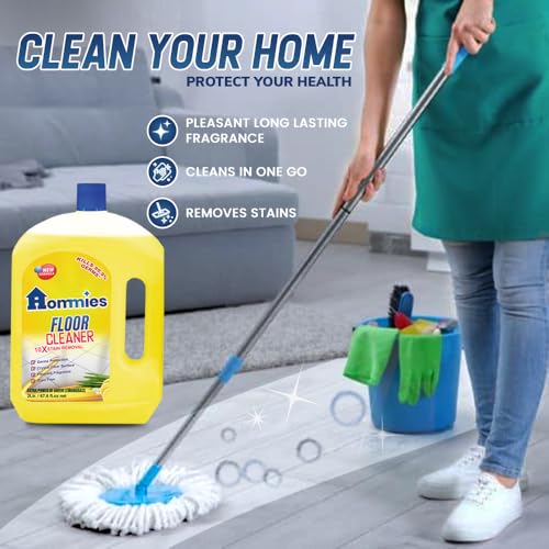 Image of Hommies Disinfectant Surface & Floor Cleaner Liquid, Lemongrass - 2 Litre | 10X Stain Removal & 99.9% Germ Kill | Multi-Surface Cleaner for Marble, Tiles & Wood | Refreshing Herbal Fragrance