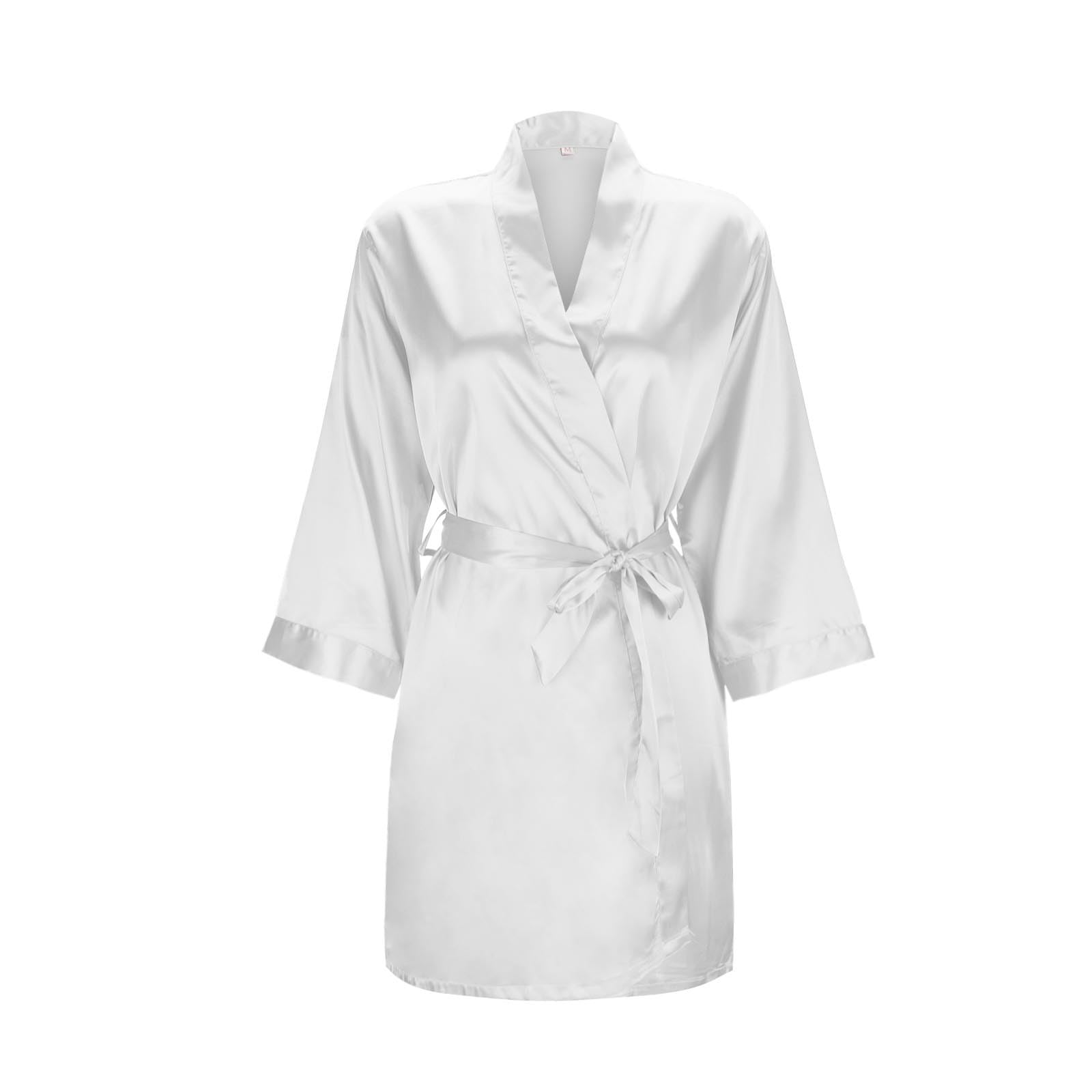 Generic Mujer Pijamas para Kimono Elegante Corta Albornoz Ligero de Color sólido para Mujer, Vestido de Novia, Vestido de Dama de Honor, Pijama de Kimono de satén Ropa E Hija