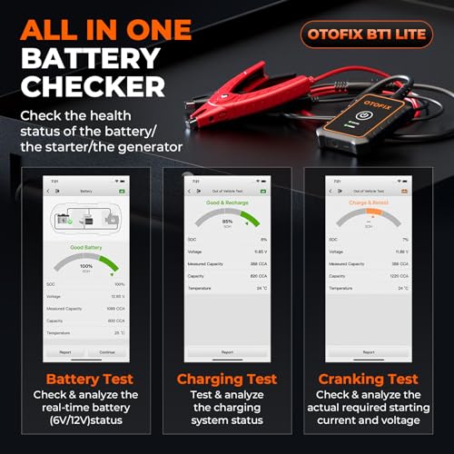 Image of OTOFIX Car Battery Tester BT1 Lite, 6V 12V 100-2000 CCA Car Battery Analyzer, Auto Cranking Charging System Test Scan Tool, Battery Load Test