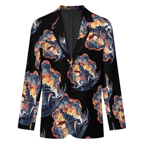 WW2 Warship Battleship Cruisers Naval Fleet Men's Suits Dress Business Formal Suit Print Jackets Coat for Wedding Party4