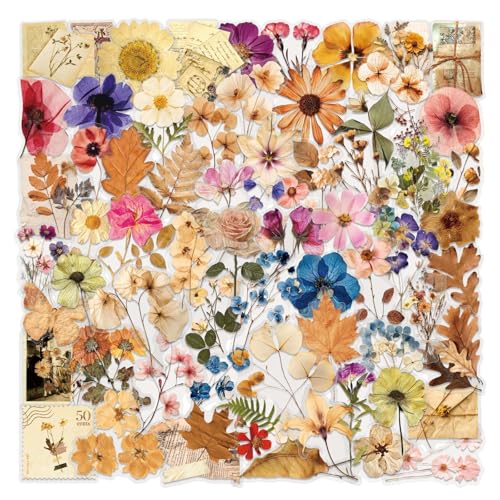 Image of Transparent Flora Scrapbook Stickers Aesthetic Flowers Stickers(100) | Transparent & Waterproof Sticker for Scrapbook Journal Water Bottle Kindle, DIY Crafts, Party Supplies