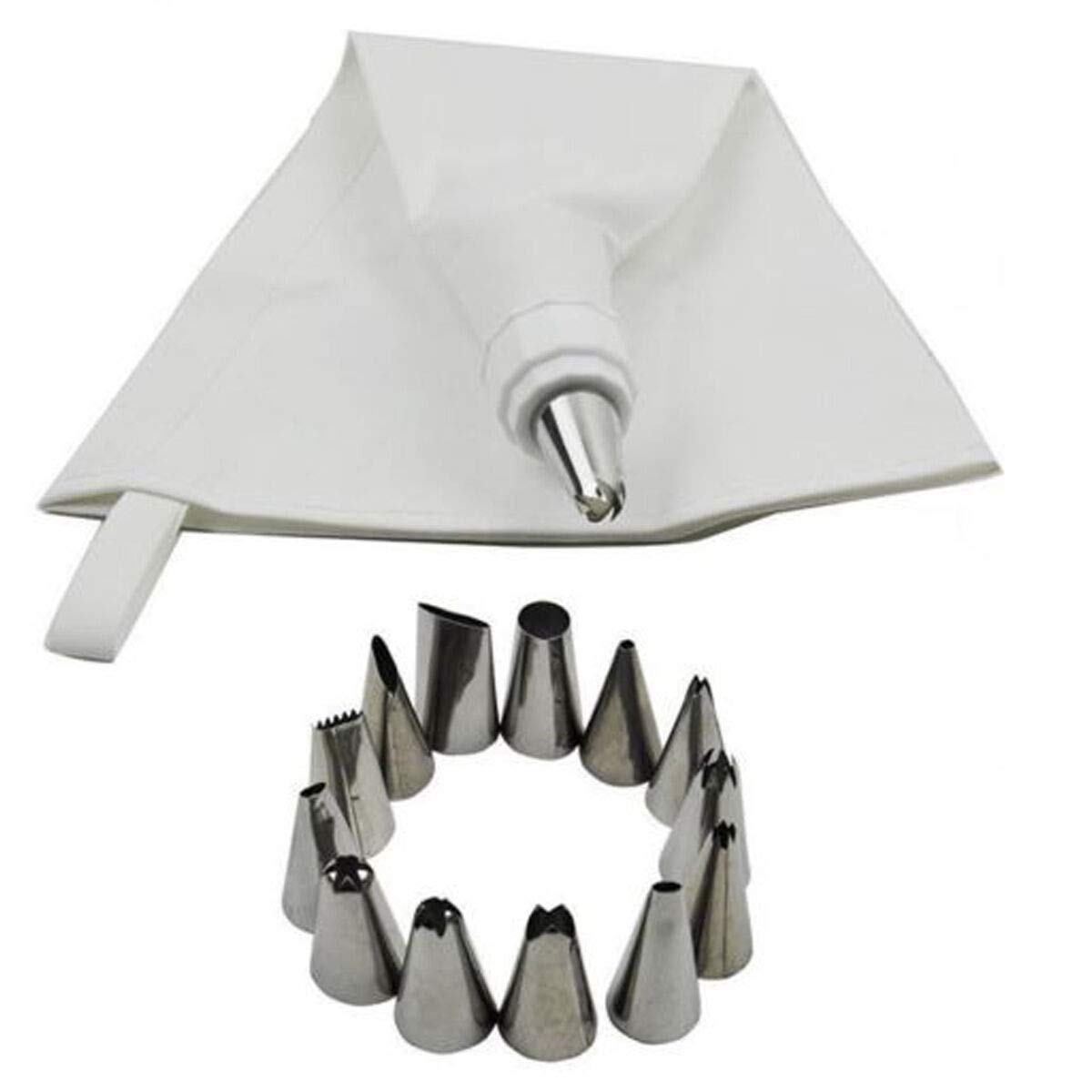 Vision4ever 14 Icing Piping Cake Cupcake Decorating Cotton Bag & Nozzle Set
