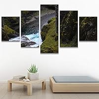 SIGNWIN 5 Panel Canvas Wall Art Between Valleys for Home Decorations Ready to Hang - 60