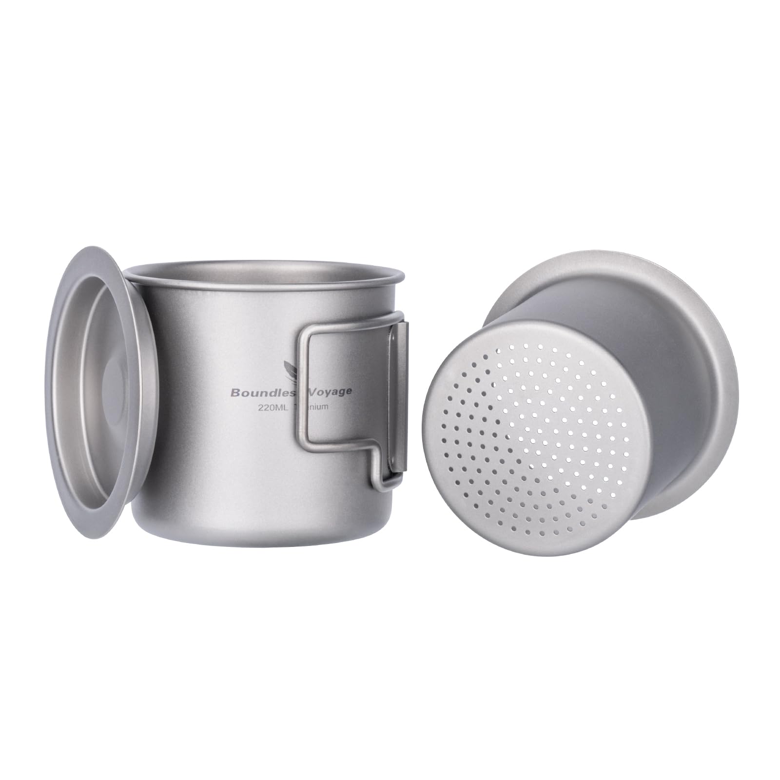 Boundless Voyage Camping Mug Titanium Single Layer Tea Coffee Cup Ultralight Outdoor Travel Portable Drinkware 220ml 350ml 500ml (Ti3057D-220ml with Filter)