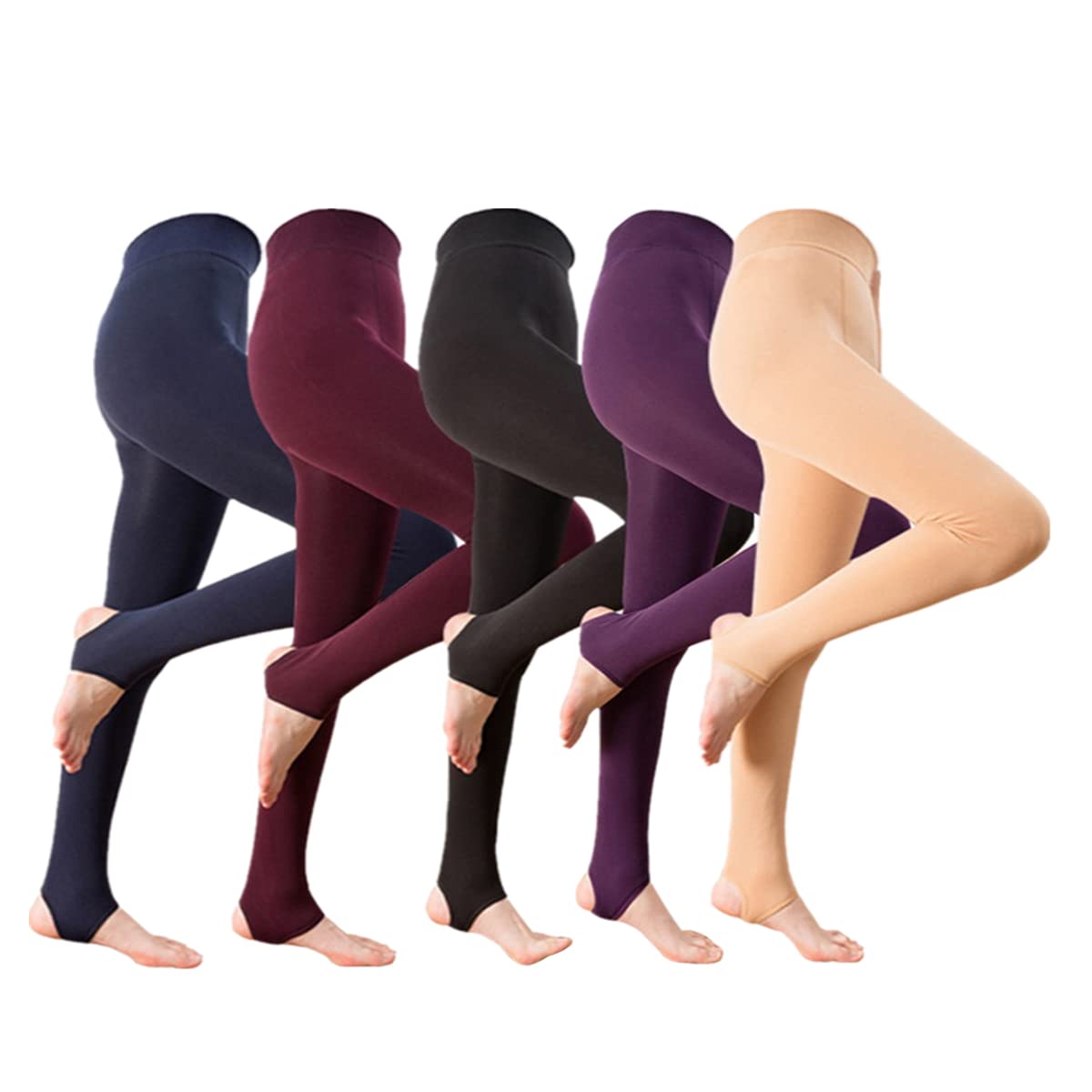 5 paia Collant foderati in pile collant termici leggings donna autunno e inverno Stirrup tights stirrup collant donna Leggings sottili staffa calze 190g collant per donne