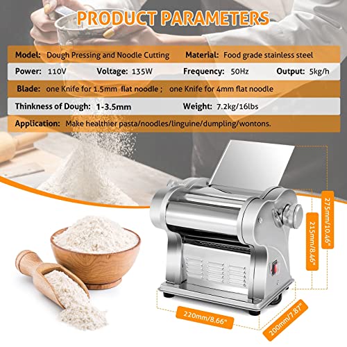Wichemi Electric Pasta Maker Machine Pasta Dough Spaghetti Roller Noodle Pressing Machine Stainless Steel 135W For Home Family Use thumb #3