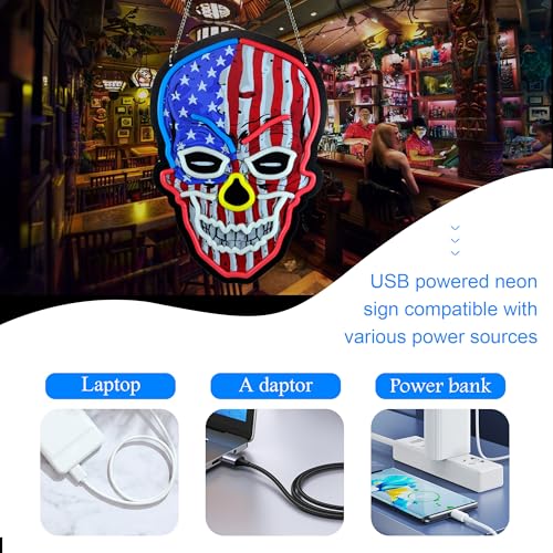 Image of Neon Light Sign for Beer Bar Club Bedroom Office Hotel Pub Cafe Wedding Birthday Party Man Cave Art Wall (Skull)