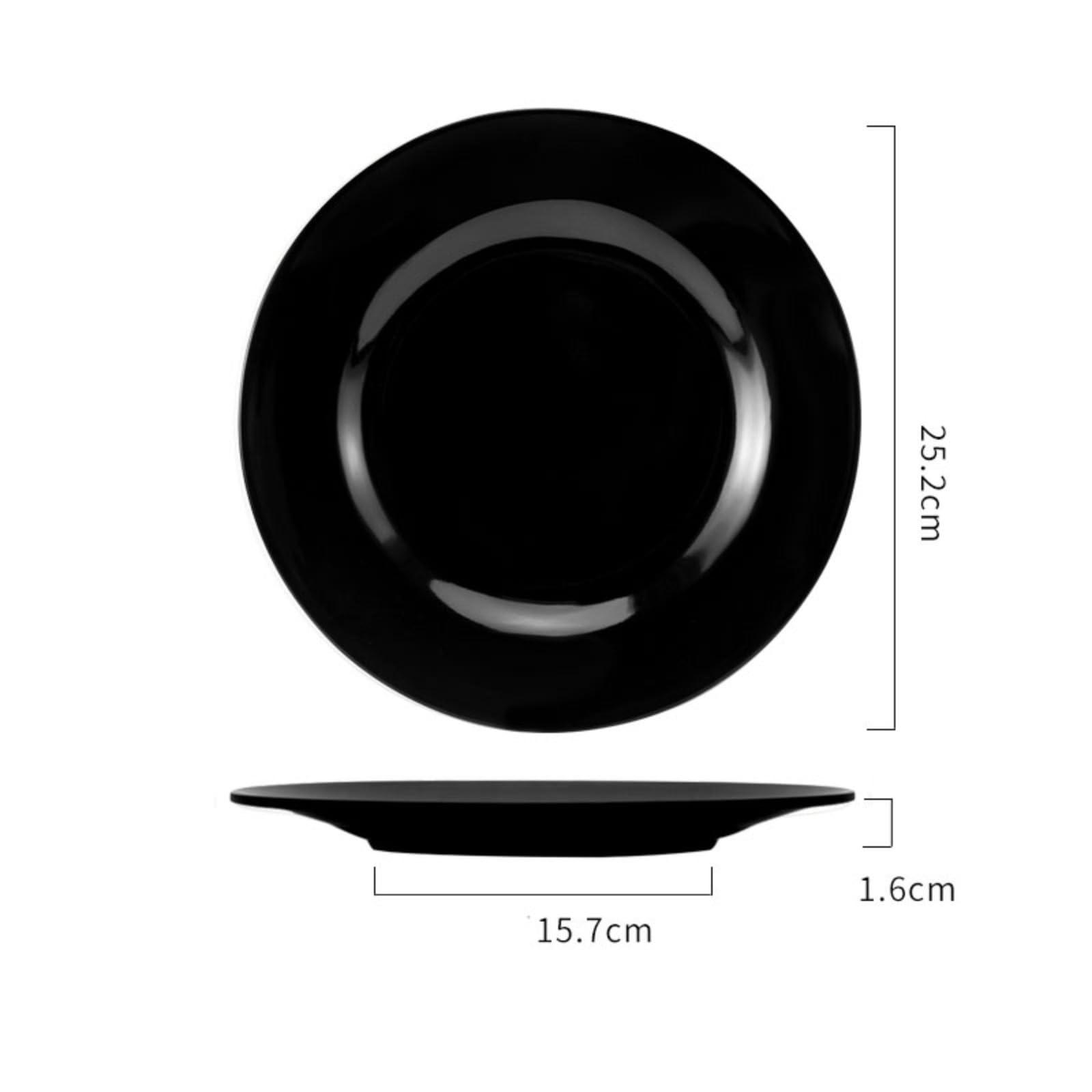 LANMOU Zestaw 10 plastikowych talerzy wielokrotnego użytku, 25,2 cm, lekkie, wytrzymałe i nadają się do mycia w zmywarce (czarne - 10 cali)